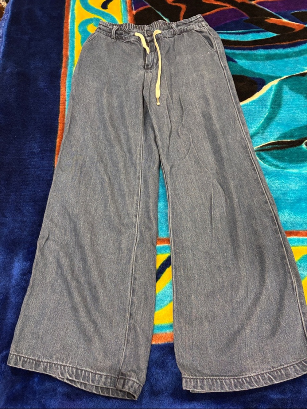 Wide Leg Denim Jeans - Gray Wash
